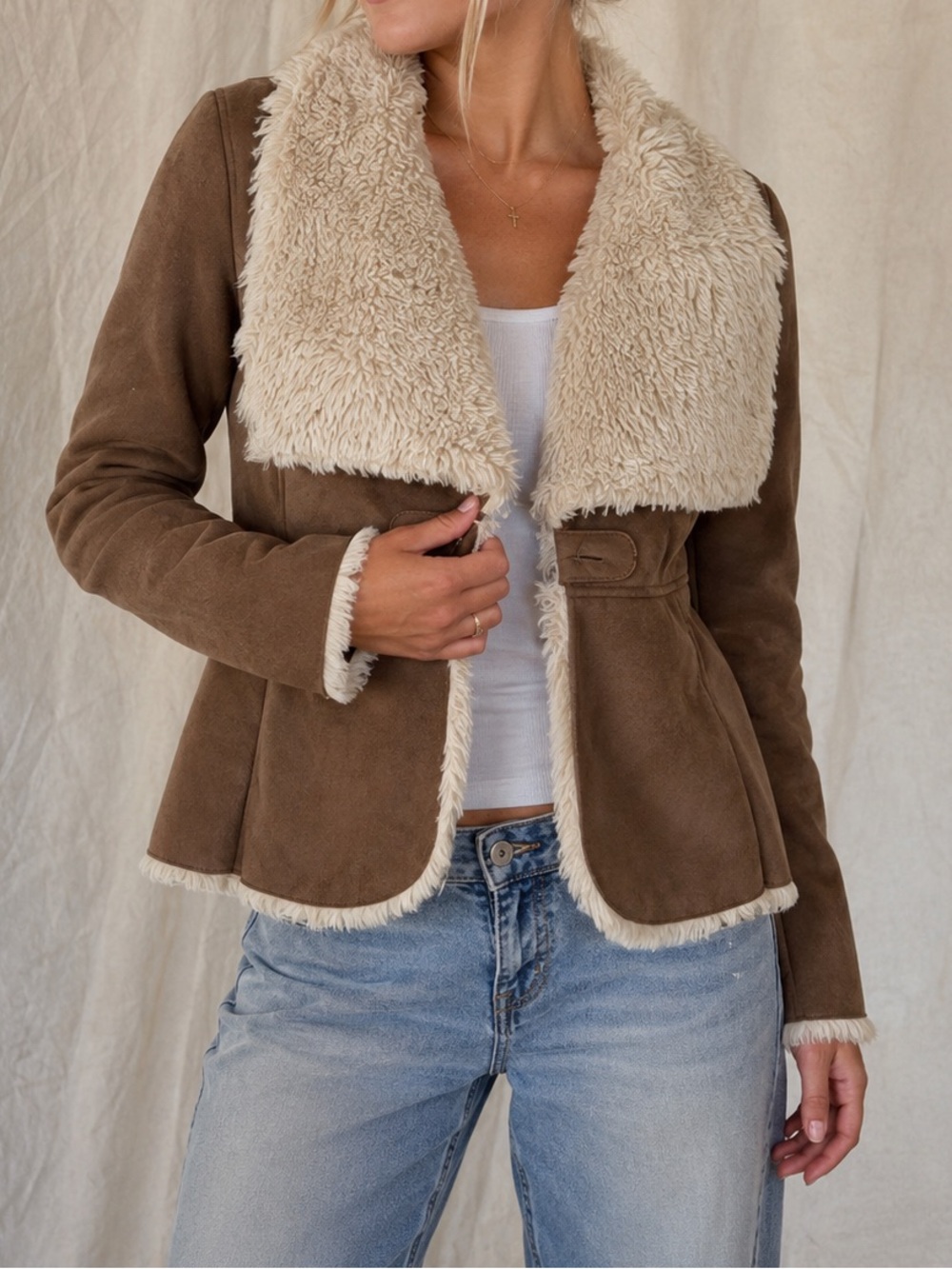 Vintage Scully Faux Suede Shearling Jacket Brown M Y2K